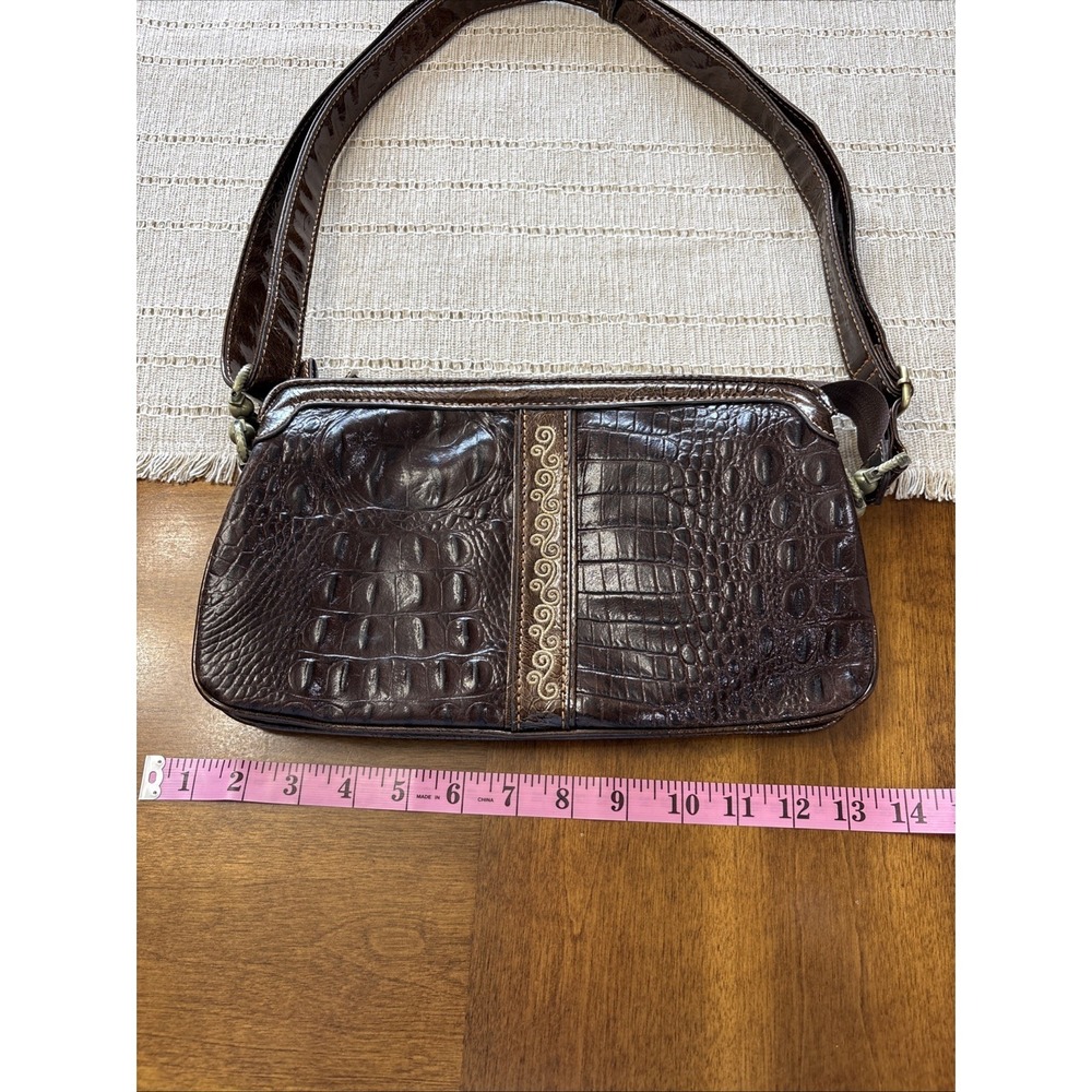 Madi Claire Croc Embossed Crossbody Handbag Brown